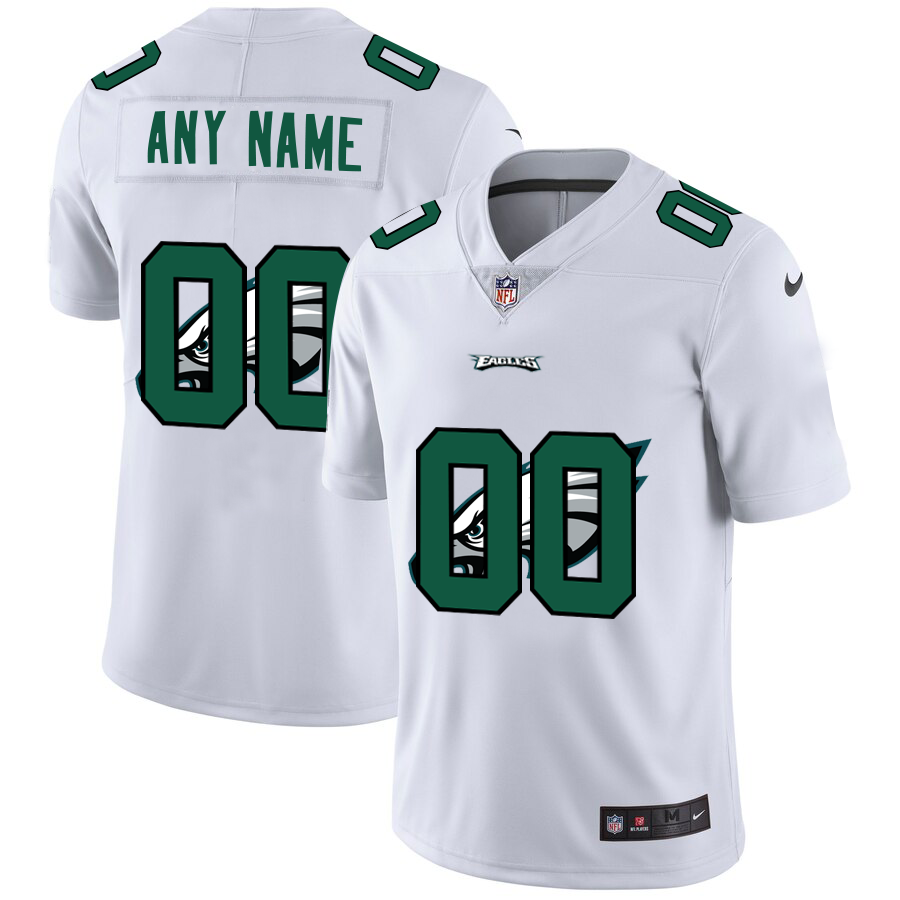 Wholesale Philadelphia Eagles Custom White Men Nike Team Logo Dual Overlap Limited NFL Jersey